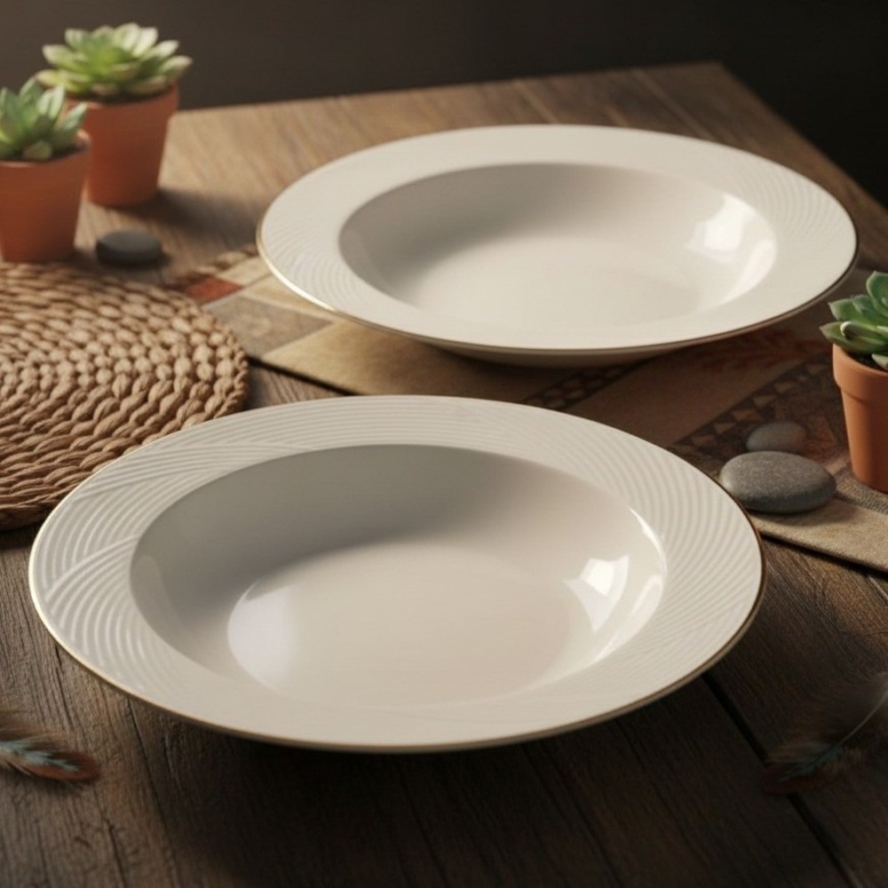Dansk Tapestries Gold Soup Bowls,‎ Set of 2 Jack Lenor Larsen Design Dinnerware